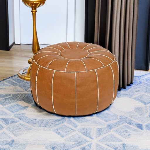 Thgonwid Unstuffed Moroccan Storage Pouf Foot Stool Ottoman Seat Handmade Faux - Image 5
