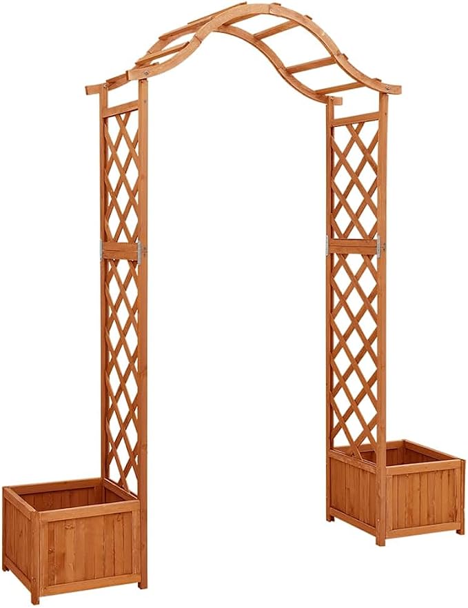 vidaXL Garden Arch with Planters, Arch Trellis, Wooden Pergola, by vidaXL