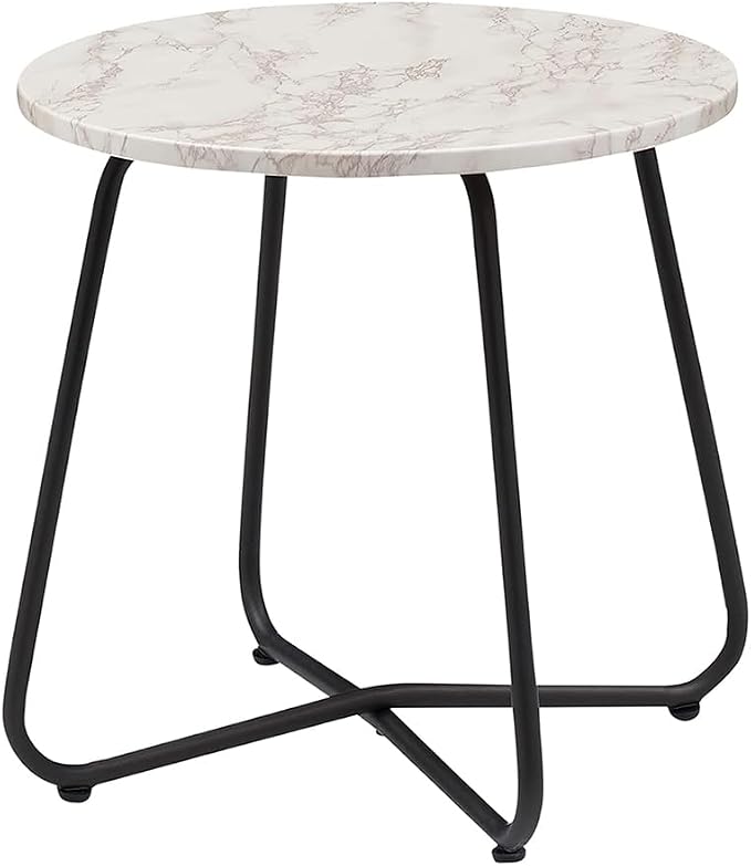 VECELO 17.7 inch Small Round Outdoor Side Table, Patio End Table, Waterproof - Image 9