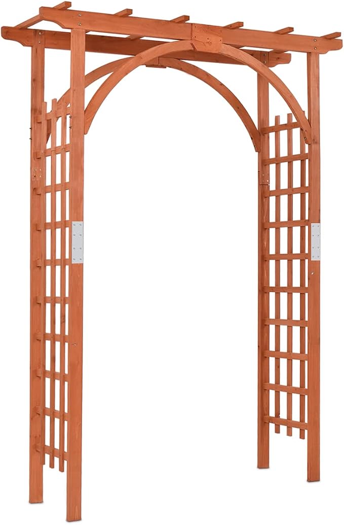 GYMAX Wood Arbor Arch, Outdoor Ceremony Wedding Bridal Decor by GYMAX