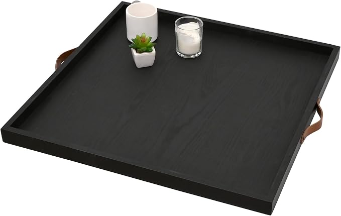 SwallowLiving 24 x 24 Inches Extra Large Square Wood Ottoman Tray - Image 3
