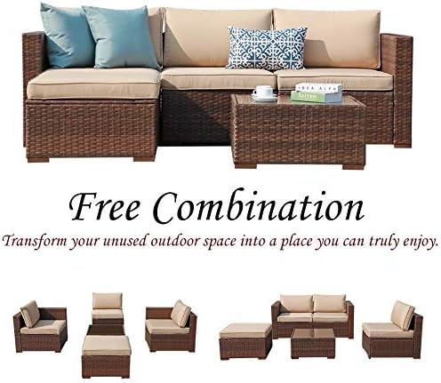 Patiorama 5 Piece Outdoor Patio Furniture Set, Outdoor Sectional Conversation - Image 6