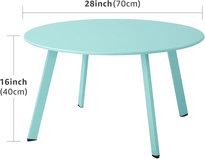 Outdoor Side Table, Outdoor/Indoor Metal Steel Patio Coffee Table, Round - Image 3
