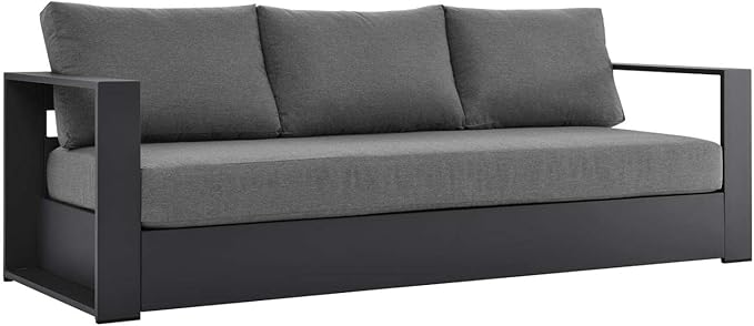 Modway Tahoe Aluminum Outdoor Patio Sofa in Gray Charcoal by Modway