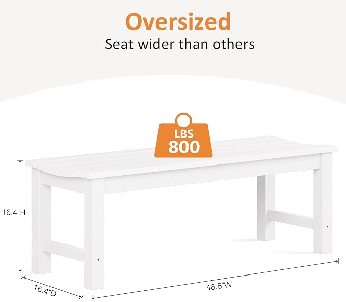 Outdoor Bench, 2-Person Patio Backless Bench Holds up to 800lbs, Weatherproof - Image 3