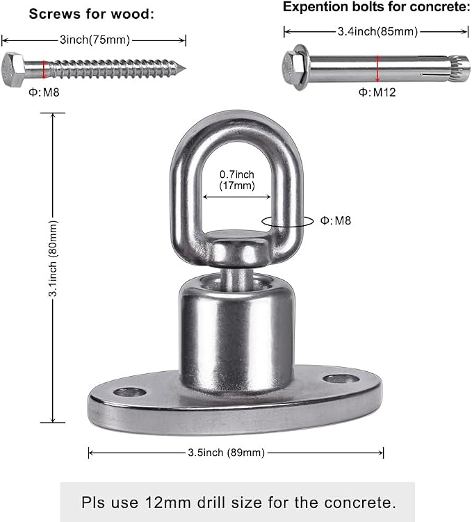 SELEWARE Silent Ball Bearing Swing Hangers, Heavy Duty 360° Rotate Swing Swivel - Image 7