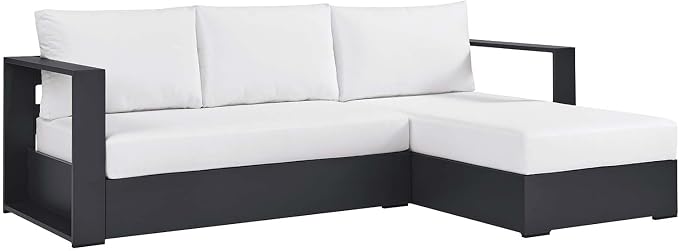 Modway Tahoe Modular Aluminum 2-Piece Outdoor Patio Furniture Gray White - Image 3