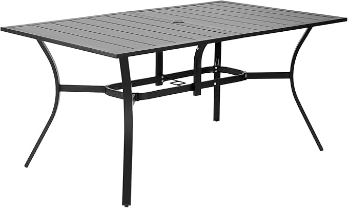 VEVOR Outdoor Patio Dining Table, 59 inch Long Rectangular Metal Steel Slat - Image 9