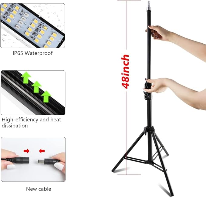 GHodec Grow Light with Stand, 200W 6000K Full Spectrum Gooseneck Floor Plant - Image 4