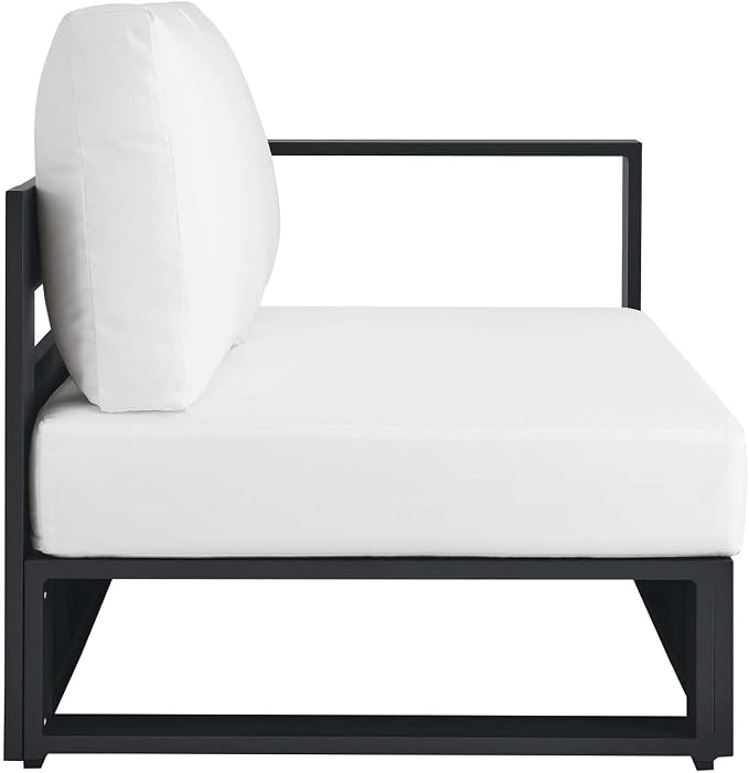 Modway Tahoe Aluminum Modular Right-Facing Outdoor Patio Loveseat in Gray White - Image 4