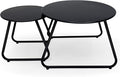 Patio Outdoor Coffee Table Set of 2, Weather Resistant Steel Round End Tables by Meluvici