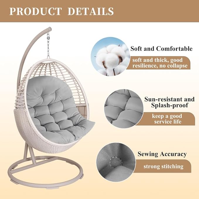 Thicken Egg Chair Cushion Replacement, Outdoor Hammock Swing Cushions - Image 4