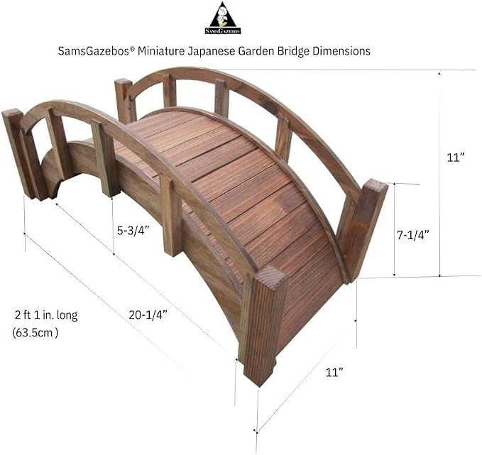 SamsGazebos Miniature Japanese Wood Garden Bridge, Made in USA - Image 9