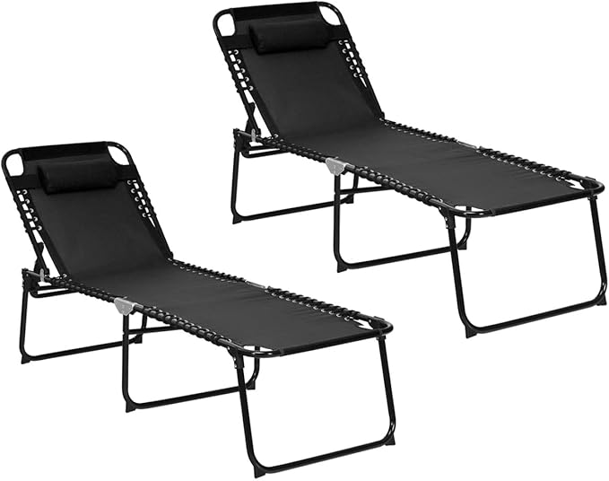 GYMAX Lounge Chairs for Outside, Extra High Folding Beach Tanning Lounger by GYMAX