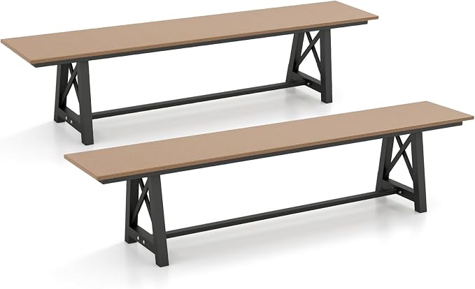Giantex Outdoor Bench Set of 2, 3-4 Person Garden Bench, 1100 LBS Capacity by Giantex