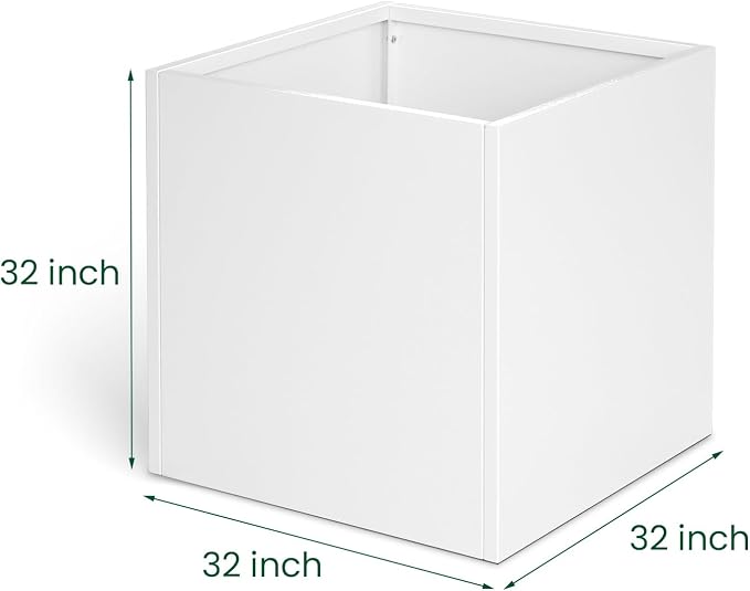 White Steel Planter Square Outdoor Planters Galvanized Steel Planter Box Indoor - Image 2