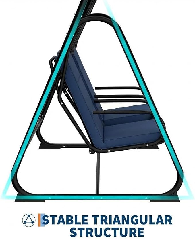 2 Person Porch Swing Chair, Heavy Duty Outdoor Patio Swing Glider - Image 7
