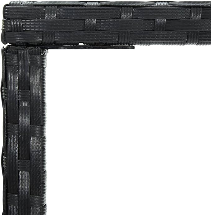 SKM Patio Bar Table Black 27.6"x27.6"x43.3" Poly Rattan and Glass - Image 5