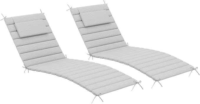 Sundale Outdoor Olefin Quilted Lounge Cushion Set of 2, Patio Foldable Chaise by SundaleOutdoor