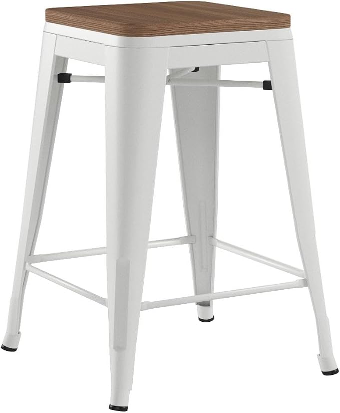 Andeworld Bar Stools Set of 4 Stackable Metal Bar Stools Industrial Counter - Image 4
