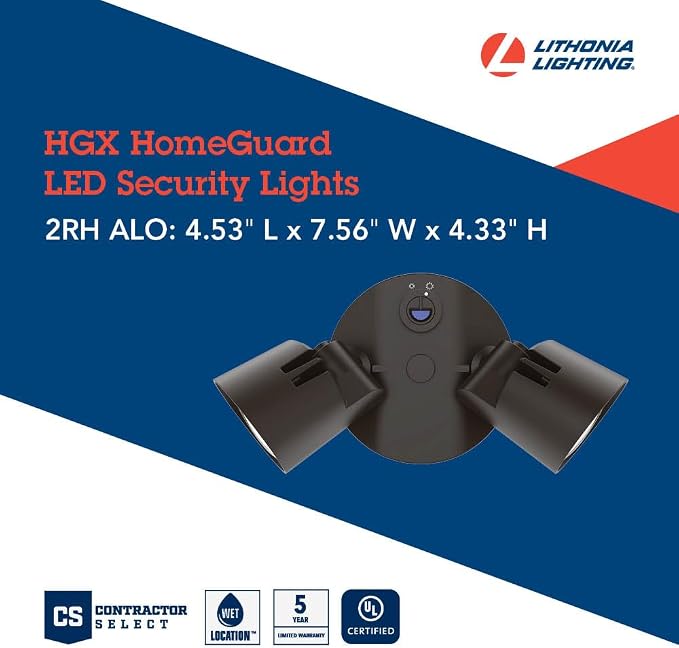 Lithonia Lighting HomeGuard 2-Light LED Outdoor Flood Lights, Outdoor LED Lights - Image 4