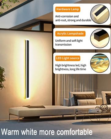 2Pack 71inch Long Outdoor Modern LED Wall Light, 55W Waterproof IP65 Warm White - Image 2