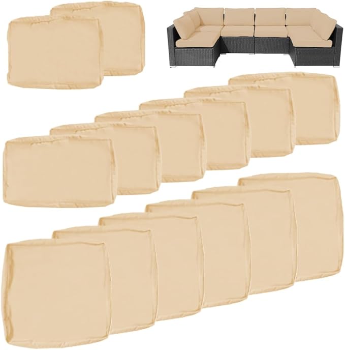 14Pcs Outdoor Cushion Covers Replacement Washable w/Zipper - Image 2