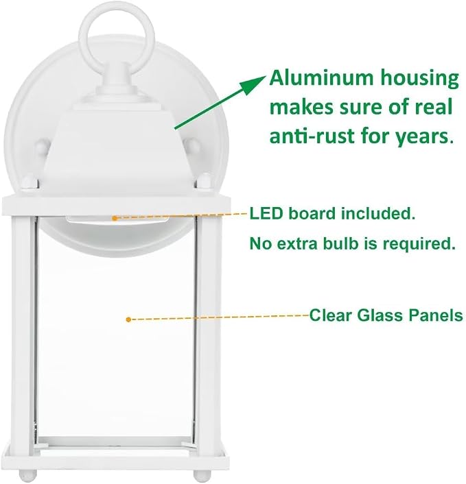 LIT-PaTH Outdoor LED Wall Lantern, Wall Sconce as Porch Light, 9.5W 800 Lumen - Image 2