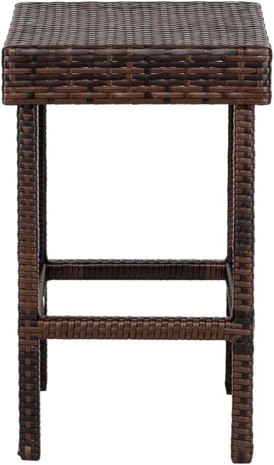 24 inch Counter Height Rattan Wicker Bar Stools Set of 4, Bistro Pub Backless - Image 7