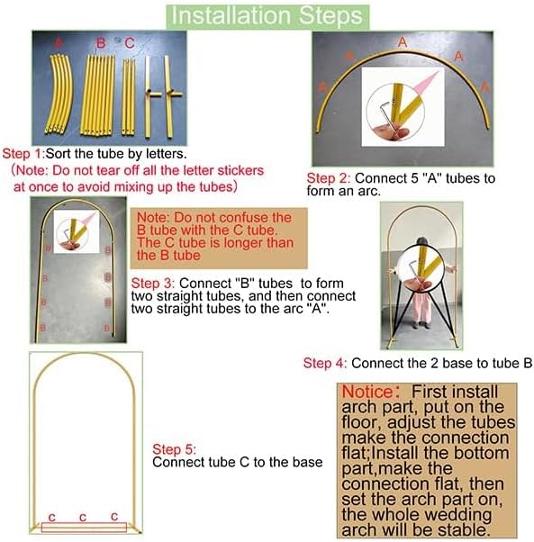 Metal Arch Backdrop Stand 7.2FT Gold Wedding Balloon Arched Backdrop Stand - Image 4