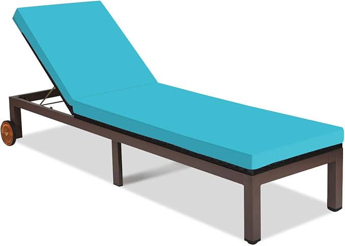 Tangkula Patio Chaise Lounge Chair, Outdoor Rattan Lounger Recliner Chair by TANGKULA