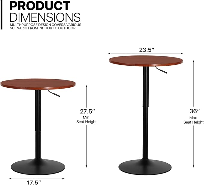 MoNiBloom Round Bar Table Adjustable Height, BistroTable - Image 3