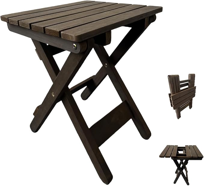 Outdoor Side Table, No Assembly Folding Wooden End Table by Sihanghome