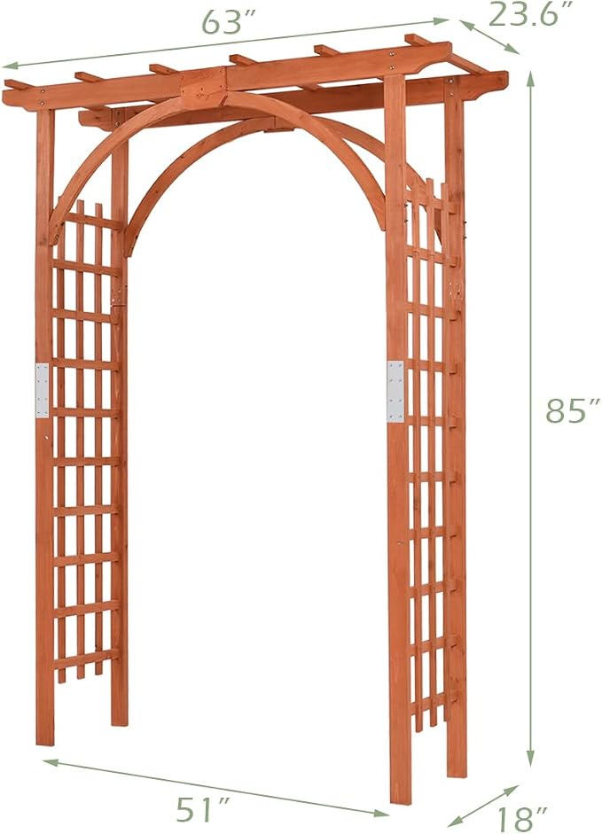 GYMAX Wood Arbor Arch, Outdoor Ceremony Wedding Bridal Decor - Image 5