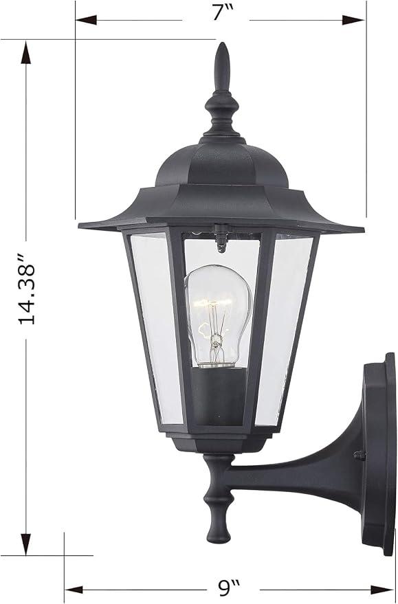 WISBEAM 2 Pack Outdoor Wall Light, E26 Base 60W Max, Metal Housing Plus Glass - Image 4