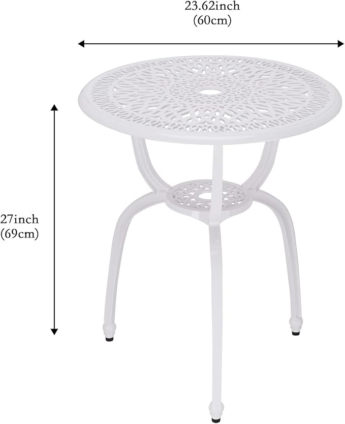 3 Piece Bistro Set, Outdoor Patio Set, Anti-Rust Cast Aluminum Bistro Table Set - Image 4