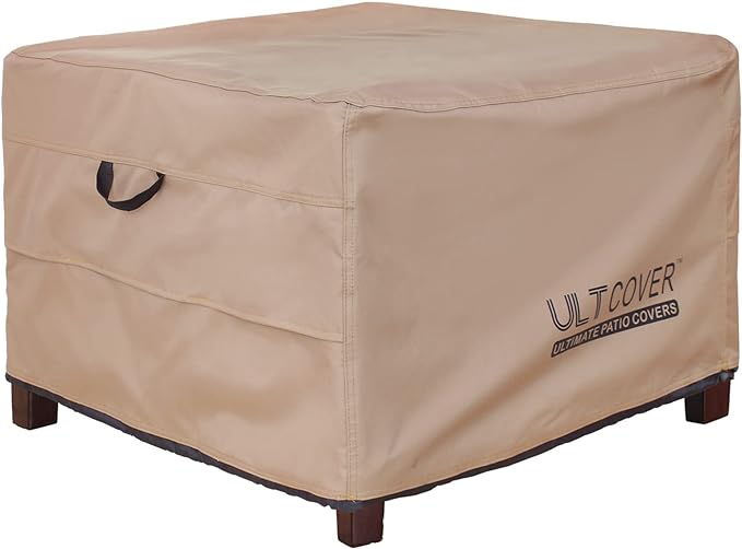 ULTCOVER Waterproof Patio Ottoman Cover Square Outdoor Side Table Furniture by ULTCOVER
