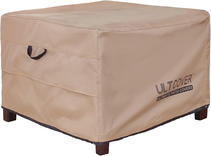 ULTCOVER Waterproof Patio Ottoman Cover Square Outdoor Side Table Furniture by ULTCOVER