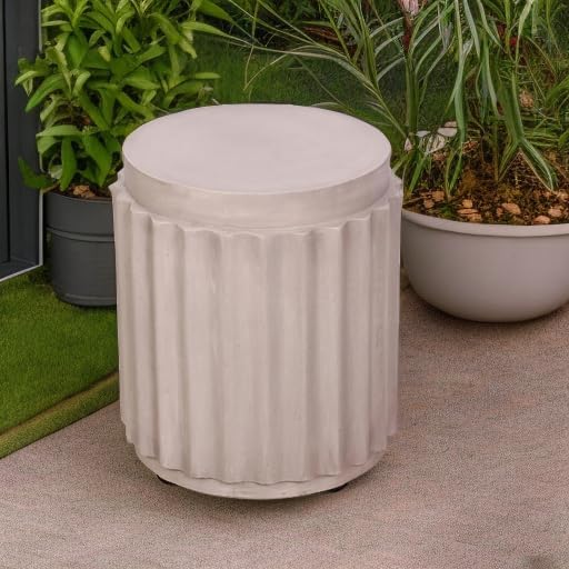Afterglow Terrafab Material Outdoor Round Side Table, Natural Decorative Garden - Image 2
