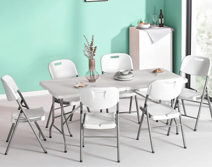 6 Foot Folding Table 6ft Foldable Portable Plastic Tables - Image 2