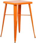 Pemberly Row 28" Square Metal Bar Table, Galvanized Steel, Rubber Floor Glides by PEMBERLYROW