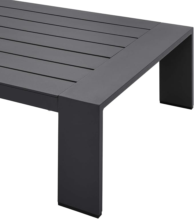 Modway Tahoe Aluminum Outdoor Patio Coffee Table in Gray - Image 3