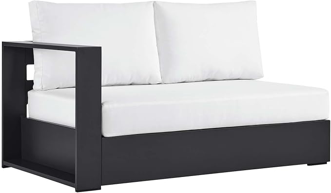 Modway Tahoe Aluminum Modular Left-Facing Outdoor Patio Loveseat in Gray White - Image 3