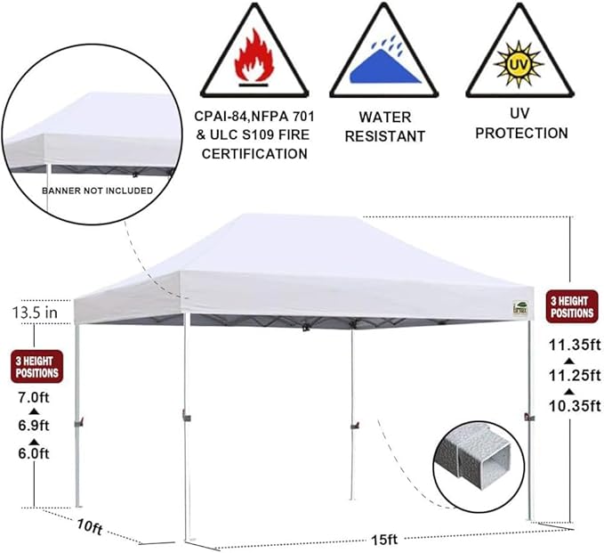 Eurmax USA 10'x15' Pop Up Canopy Tent Commercial Instant Canopies - Image 3