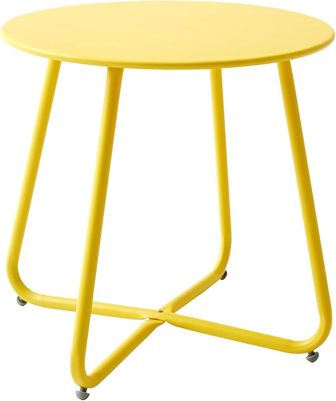 Outdoor Table Small Patio Side Table Waterproof Round Metal Side Table Weather - Image 8