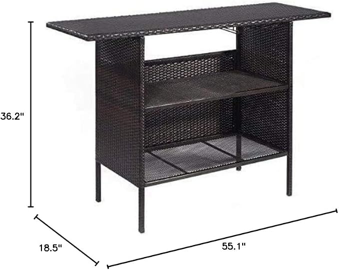 Outdoor Patio Rattan Bar Table, Wicker Bar Counter Table - Image 2