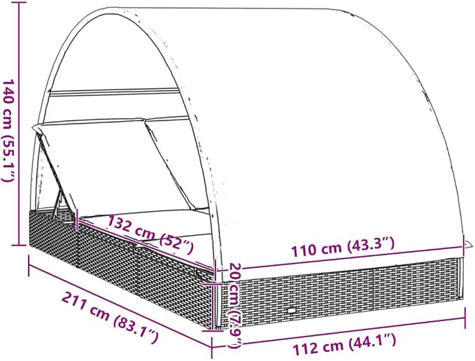 vidaXL 2-Person Outdoor Patio Daybed - Image 3