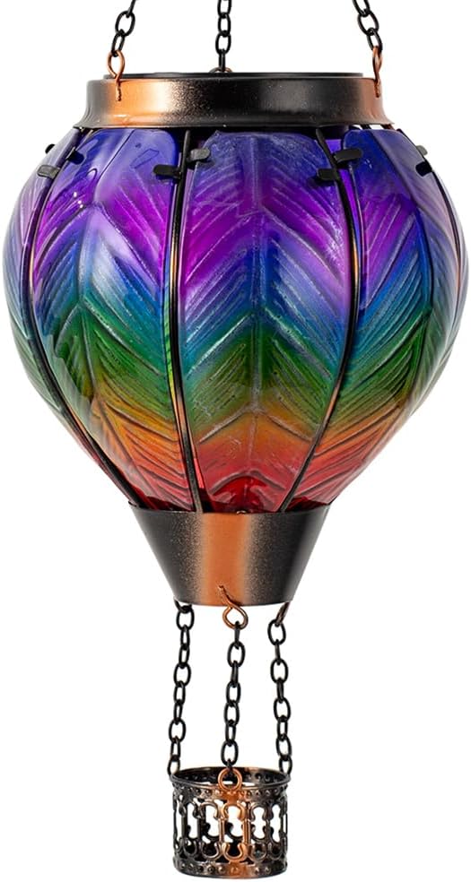 DREAMSOUL Hot Air Balloon Solar Lantern, Glass Outdoor Lantern Hanging Solar by DREAMSOUL