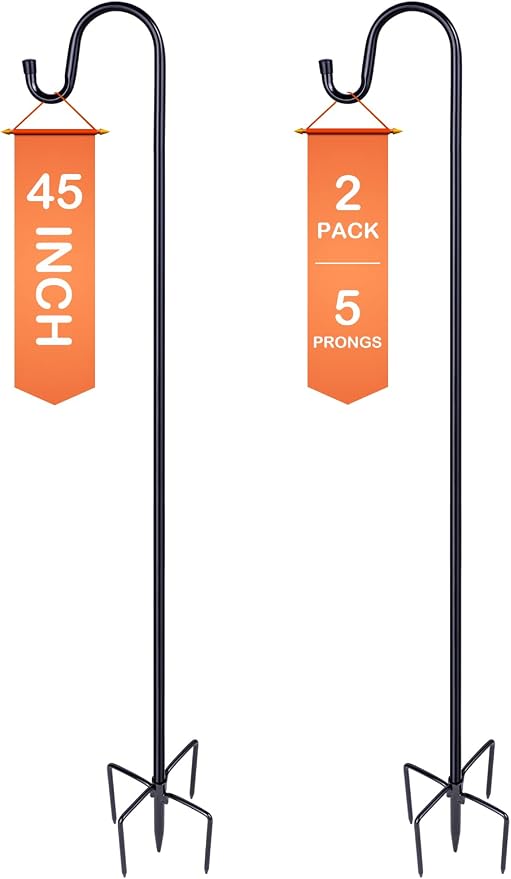 Ottsuls Bird Feeder Pole, 45 INCH Heavy Duty Shepherds Hooks by Ottsuls