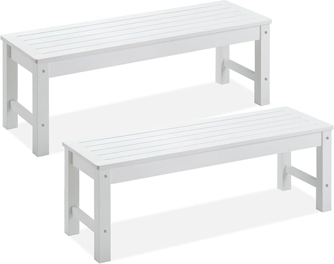 Psilvam Outdoor Bench, Two Person Poly Lumber Porch Bench, Weatherproof Garden by PsilvamGardenFurniture